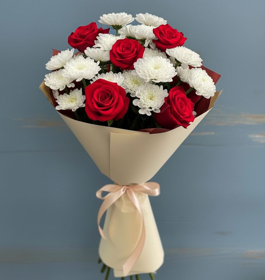 Букет цветов из: Розы и Хризантемы в Калининце