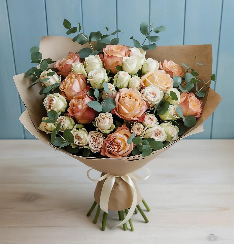 Букет цветов из: Альстромерии и Розы в Калининце