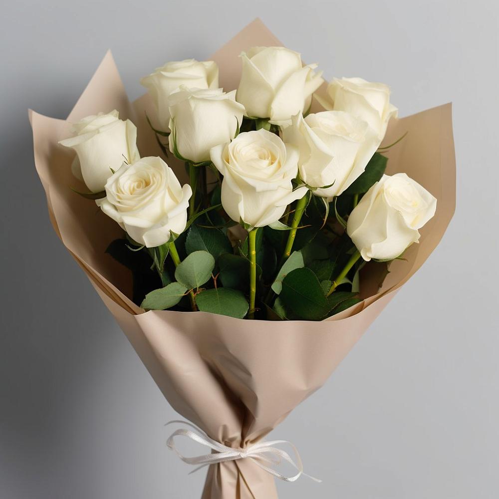 Букет 9 Белых роз Эдлесс Лав в Калининце