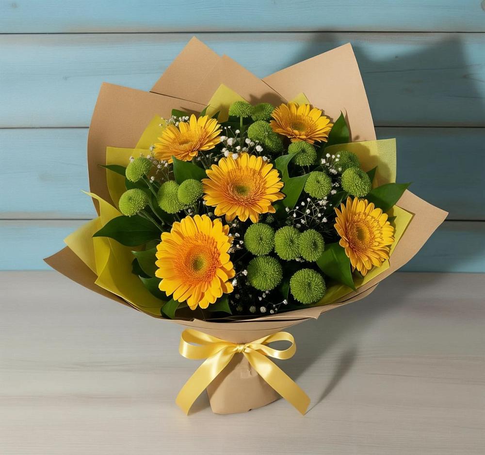 Букет цветов из: Герберы и Хризантемы в Калининце