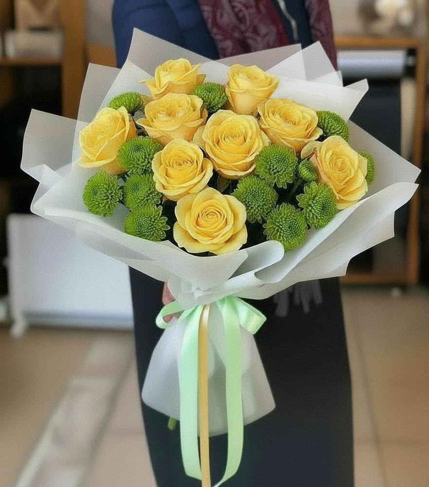 Букет цветов из: Хризантемы и Розы в Калининце
