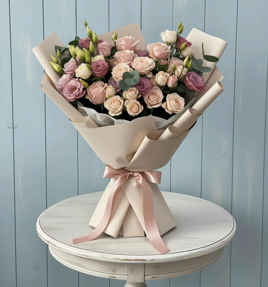 Букет цветов из: Розы и Лизиантусы в Калининце