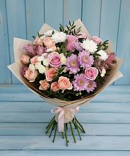 Букет цветов из:  Хризантемы, Розы и Альстромерии в Калининце