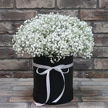 Цветочная композиция из Гипсофила в шляпной коробке в Калининце